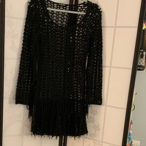 Black Crochet Fringe Dress